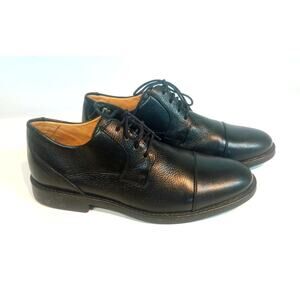 STUDIO BELVEDERE DUKE BLACK LEATHER MENS SHOES 9D CAP TOE